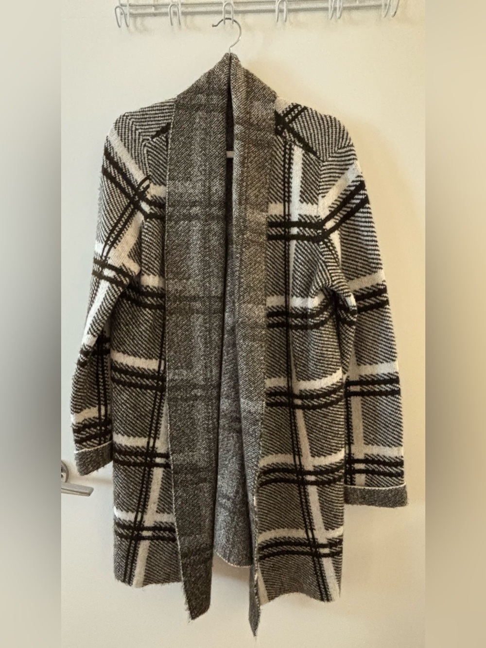 RW&CO. Plaid Open-Front Long Cardigan